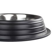 Oripet Kabartma Çizgili Siyah Çelik Mama Kabı 24 Oz - 17cm