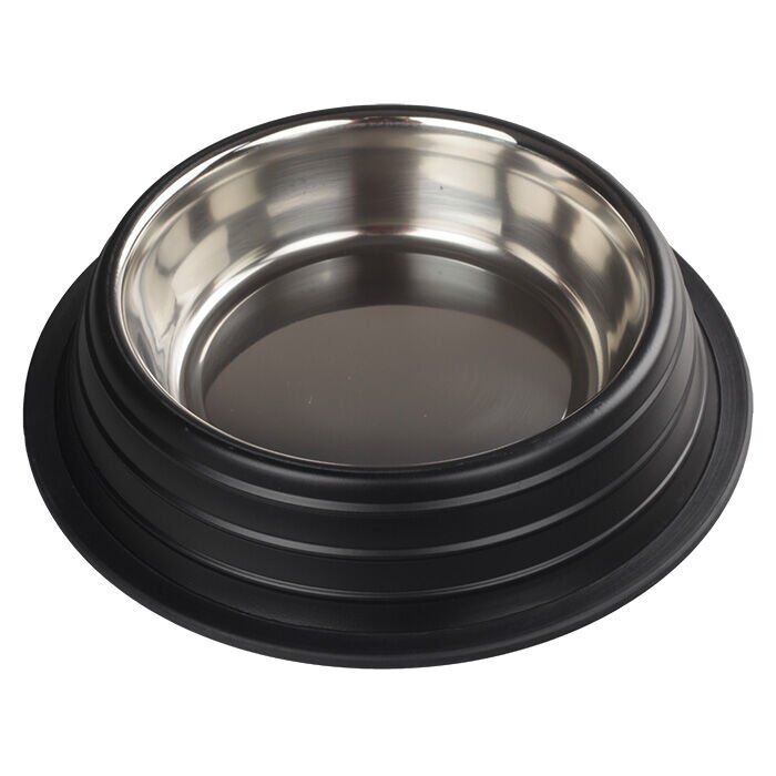 Oripet Kabartma Çizgili Siyah Çelik Mama Kabı 32 Oz-18cm