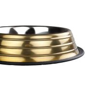 Oripet Kabartma Çizgili Gold Çelik Mama Kabı 24Oz-17cm