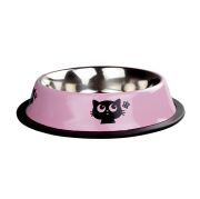 Oripet Kedi Desenli Pembe Çelik Mama Kabı 32 Oz. 18 cm