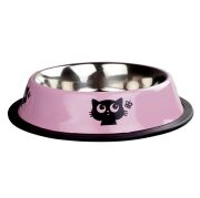 Oripet Kedi Desenli Pembe Çelik Mama Kabı 64 Oz 22 cm