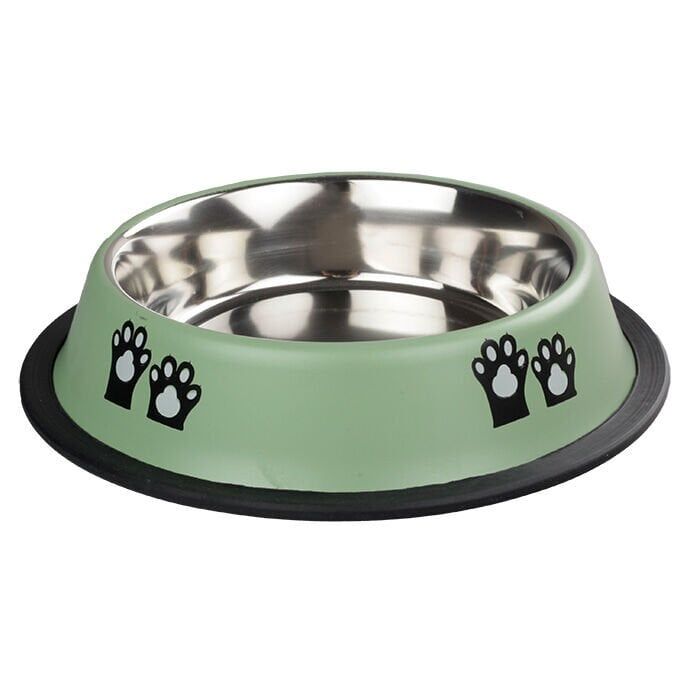 Oripet Kedi Desenli Yeşil Çelik Mama Kabı 16 Oz 15.5 cm