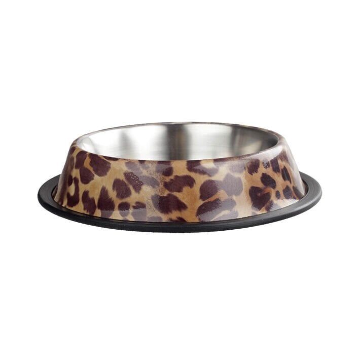 Oripet Leoparlı Desen Çelik Mama Kabı 24 Oz 17 cm