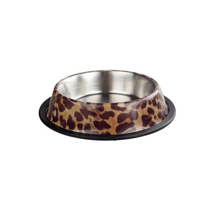 Oripet Leoparlı Desen Çelik Mama Kabı 8 Oz 12 cm