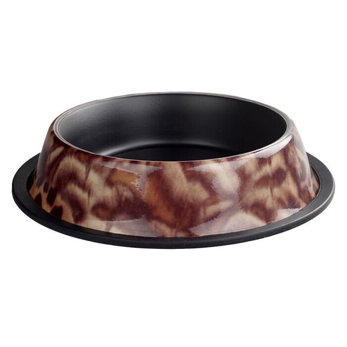 Oripet Leopar Desenli Çelik Mama Kabı 24 Oz 17 cm
