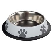 Oripet Pati Baskılı Beyaz Çelik Mama Kabı 32 Oz 18 cm