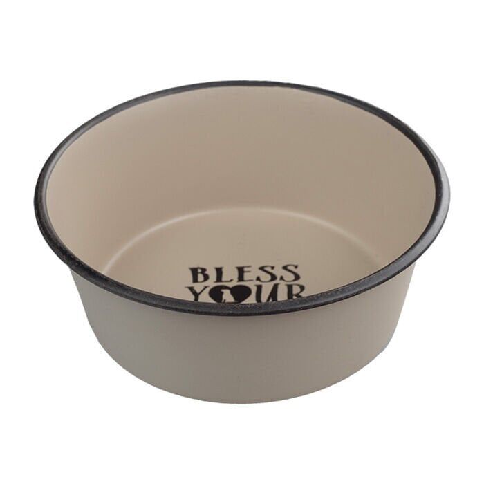 Oripet Kahverengi Çelik Mama Kabı İçi Yazılı 1 QT 17 cm