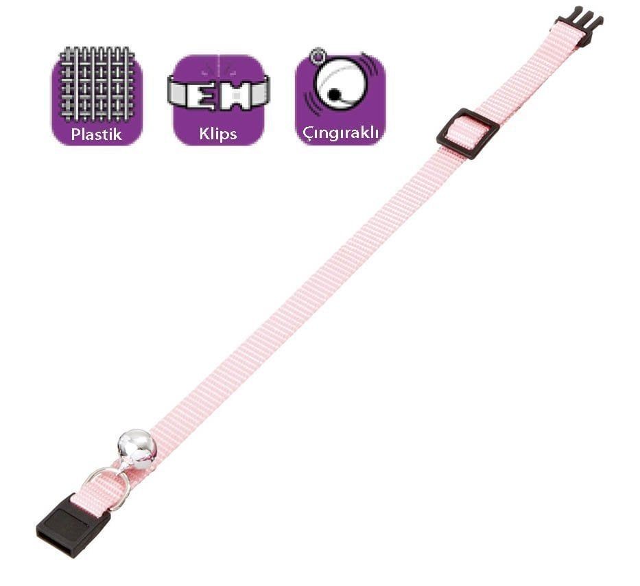 Karlie Toz Pembe Çıngıraklı Boyun Tasması 30 Cm