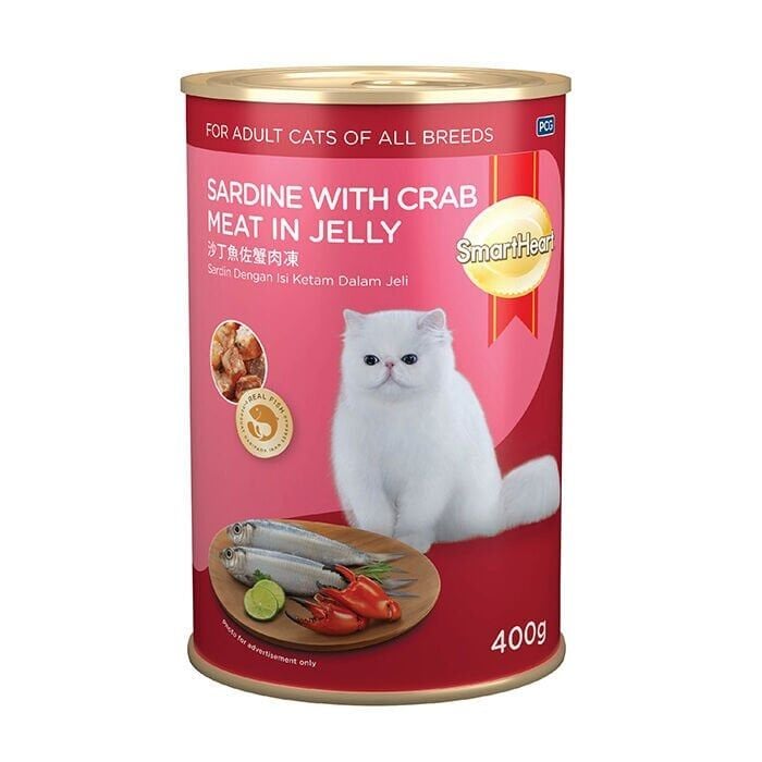 SmartHeart Jöle İçinde Yengeç ve Sardalyalı Yetişkin Kedi Konservesi 400 gr 24 Adet
