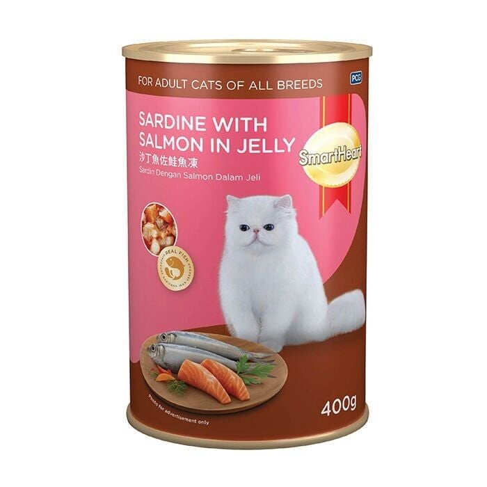 SmartHeart Jöle İçinde Somon ve Sardalyalı Yetişkin Kedi Konservesi 400 gr 24 Adet