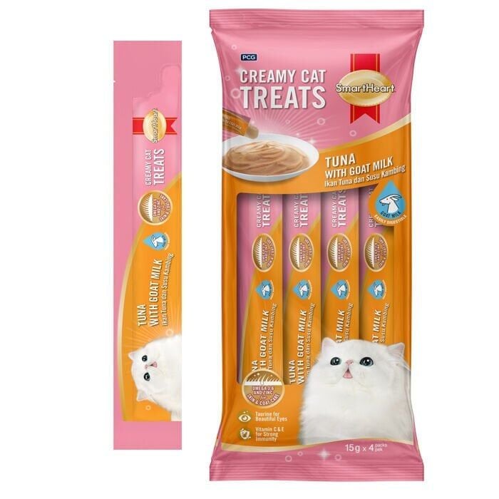 SmartHeart Ton Keçi Sütü Krema Kedi Ödülü 4 x 15 Gr 12 Adet