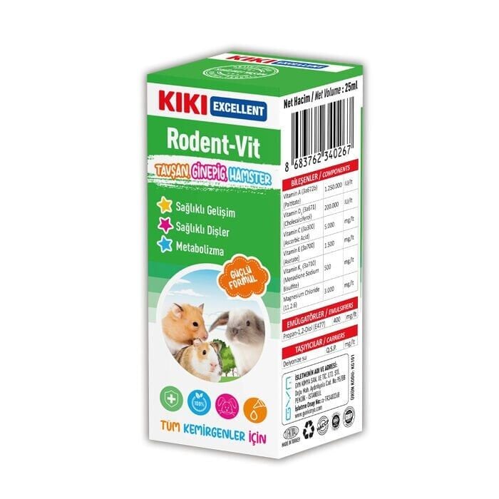 KIKI Kemirgen Rodent-Vit Vitamin Desteği 25 ml 16 Adet