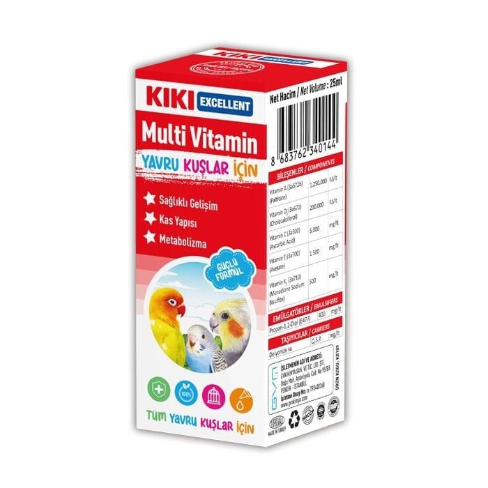 KIKI Kuş Yavru Kuşlar İçin Multi Vitamin 25 ml 16 Adet