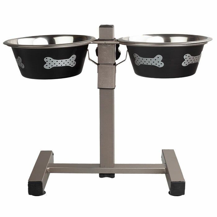 Ankur 2 Qt Yükseltilebilir Ayaklı Köpek Çelik Mama Su Kabı Seti