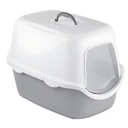 Stefanplast Cathy Beyaz Gri Kapalı Kedi Tuvaleti 56 x 40 x 40 cm