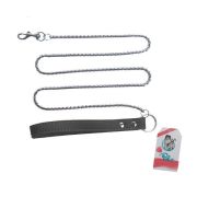 Polo Silver Deri Saplı Zincir Köpek Gezdirme Tasması 120 cm x 3 mm