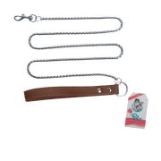 Polo Silver Deri Saplı Zincir Köpek Gezdirme Tasması 120 Cm x 5 mm