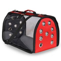 Lepus Flybag Şeffaf Kedi ve Köpek Taşıma Çantası Kırmızı 25x40x25h cm