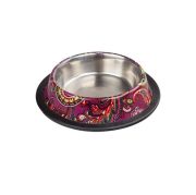 Ankur Hint Desenli Kırmızı Köpek Çelik Mama Su Kabı 16 Oz