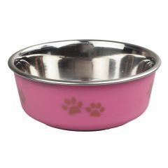 Ankur 2440 Pati Desenli Pembe Köpek Mama Su Kabı 12 cm 300 ml