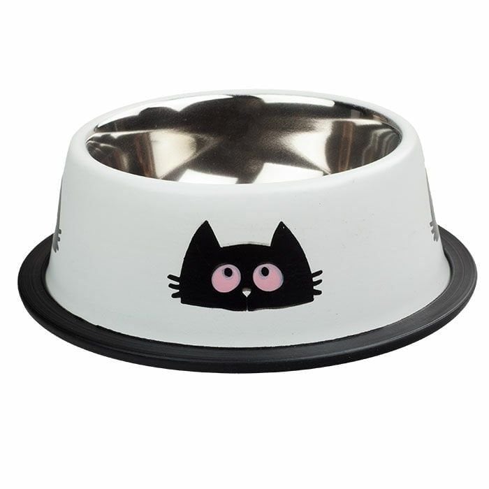 Ankur 8 Cup 1825 ml Kedi Desenli Beyaz Çelik Mama Su Kabı