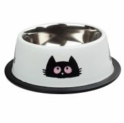 Ankur 8 Cup 1825 ml Kedi Desenli Beyaz Çelik Mama Su Kabı
