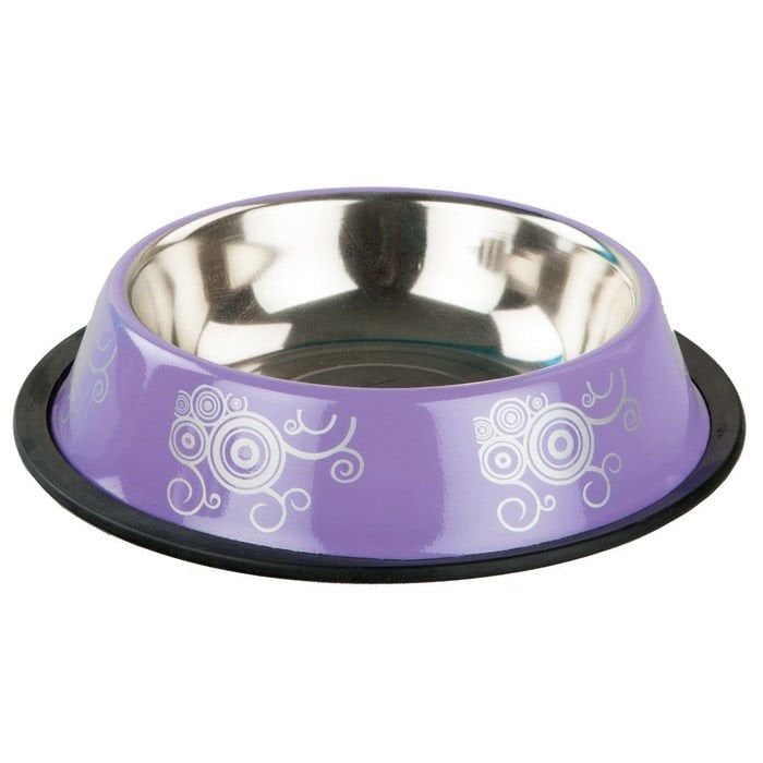 Ankur Renkli Figürlü Köpek Metal Mama ve Su Kabı 16 Oz