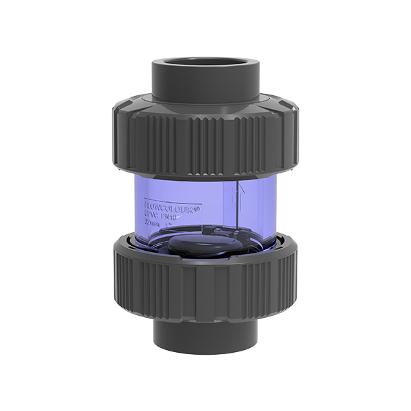 Spring Check Valve - Şeffaf, Gri - uPVC - ( Yaylı Kapak )