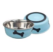 Ankur Pati Desenli Mavi Çelik Köpek Mama Su Kabı 17 cm 830 ml