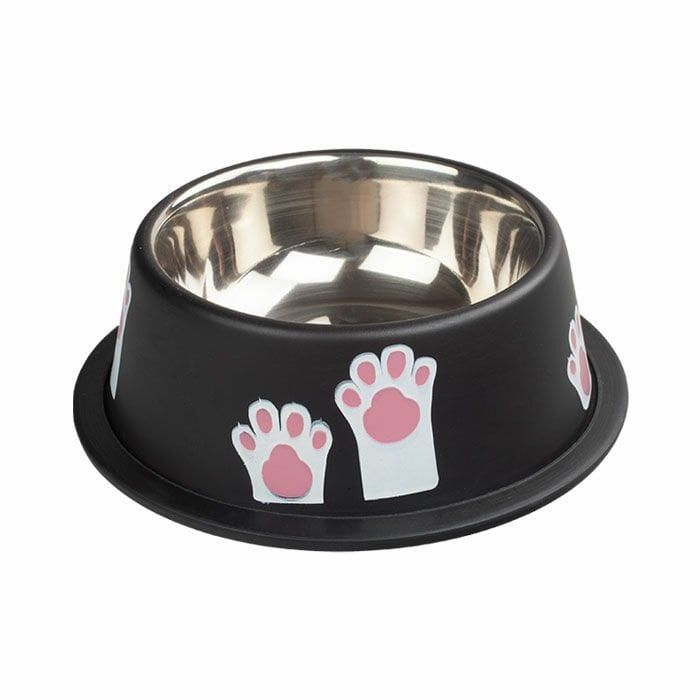 Ankur 1 Cup 350 ml Pati Desenli Çelik Kedi Mama Su Kabı
