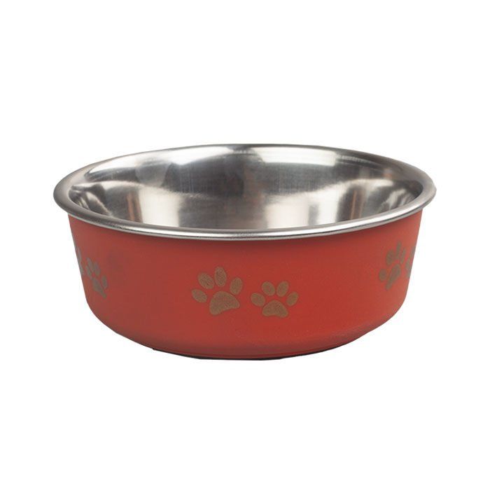 Ankur 24464 Pati Desenli Yavruağzı Köpek Çelik Mama Su Kabı 12 cm 300 ml