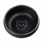 Ankur Dwbl  12 cm Lazer İşlemeli Siyah Çelik Kedi Mama Su Kabı