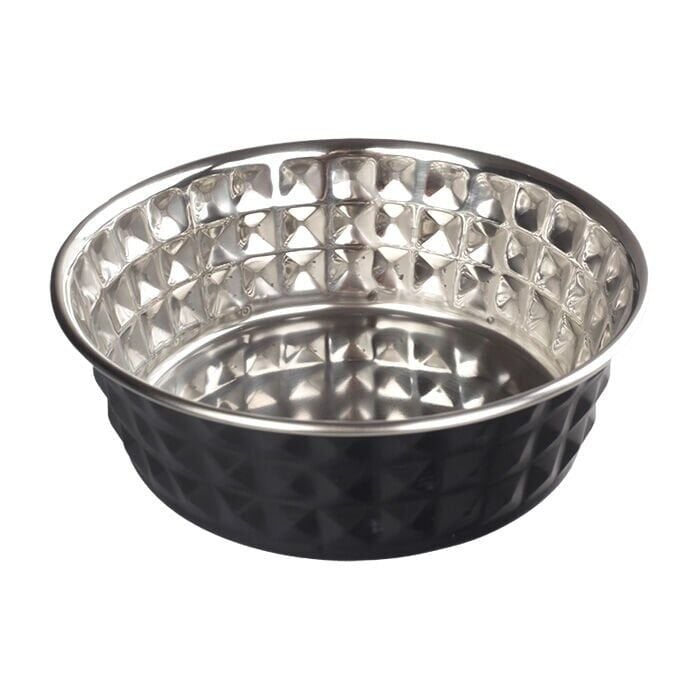 Oripet Elmas Desen Siyah Çelik Mama Kabı 11 cm