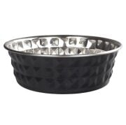 Oripet Elmas Deseli Siyah Çelik Mama Kabı 17.5 cm