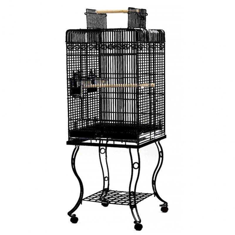 Dayang Ayaklı Siyah Papağan Kafesi 54 x 54 x 134 cm