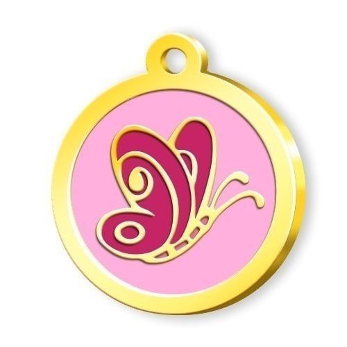 Dalis Altın Mineli Seri Kelebek Desenli Künye (Pembe)