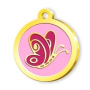 Dalis Altın Mineli Seri Kelebek Desenli Künye (Pembe)