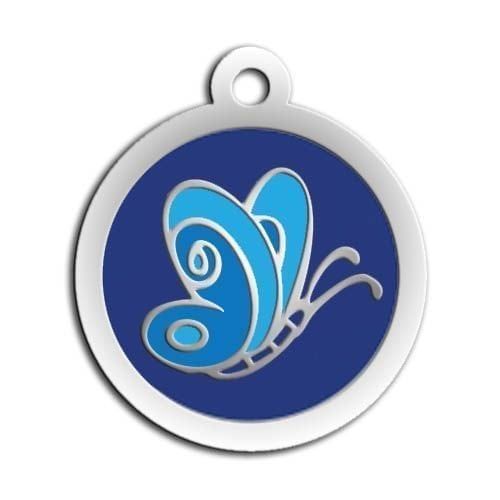 Dalis Pet Tag - Mineli Seri Kelebek Desenli Künye (Mavi)