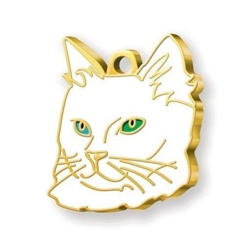 24 Ayar Altın Kaplama Mavi Yeşil Gözlü Van Kedisi Kedi Künyesi
