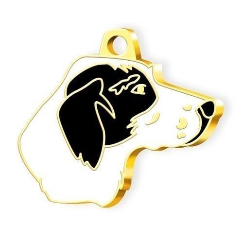 24 Ayar Altın Kaplama Pointer Köpek Künyesi (SiyahBeyaz)